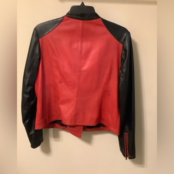 Wilson red & black leather cotton lined XXL jacket worn once,2 side zip pockets - Picture 2 of 4